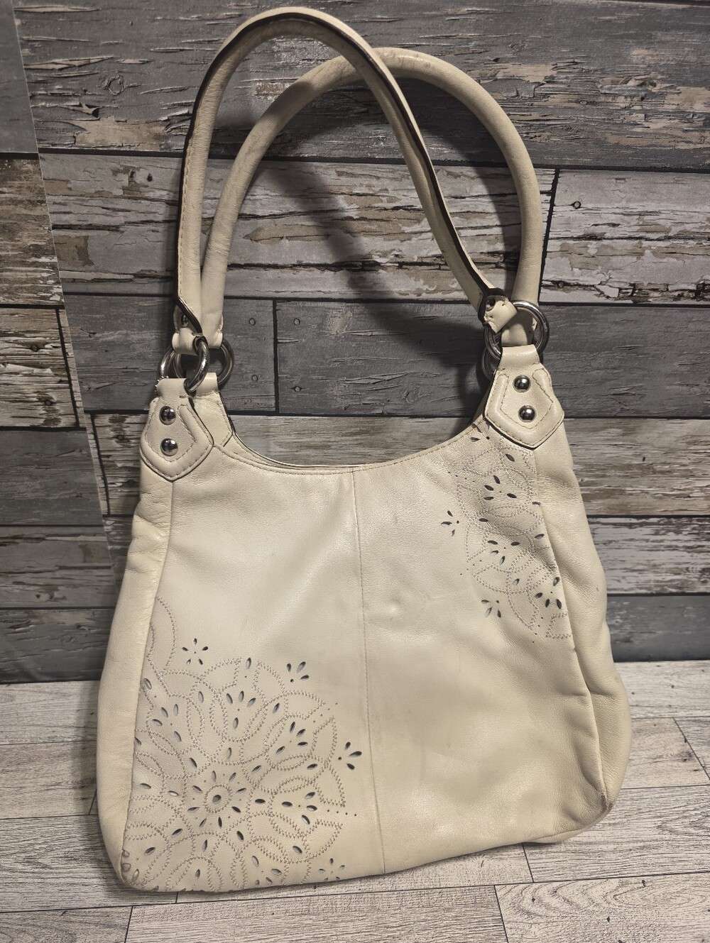 Coach White Laser-Cut Leather Shoulder Bag - Picture 3 of 13